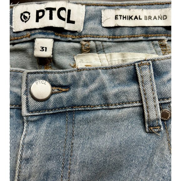 PTCL Ethikal Brand Flare Wide-Leg Jeans Sustainable Denim Star Back Detail Sz 31 - Picture 7 of 9